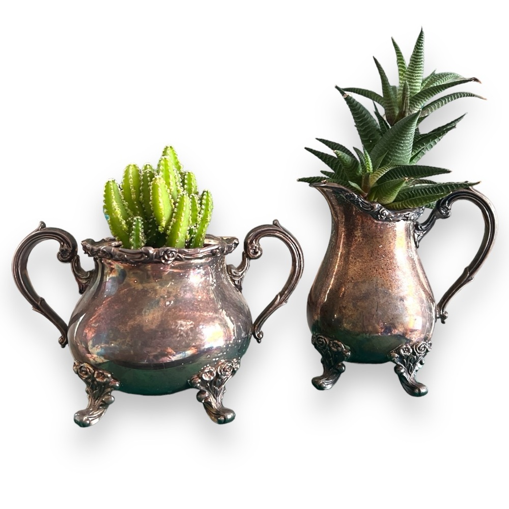 Vintage Silver Cream & Sugar Set